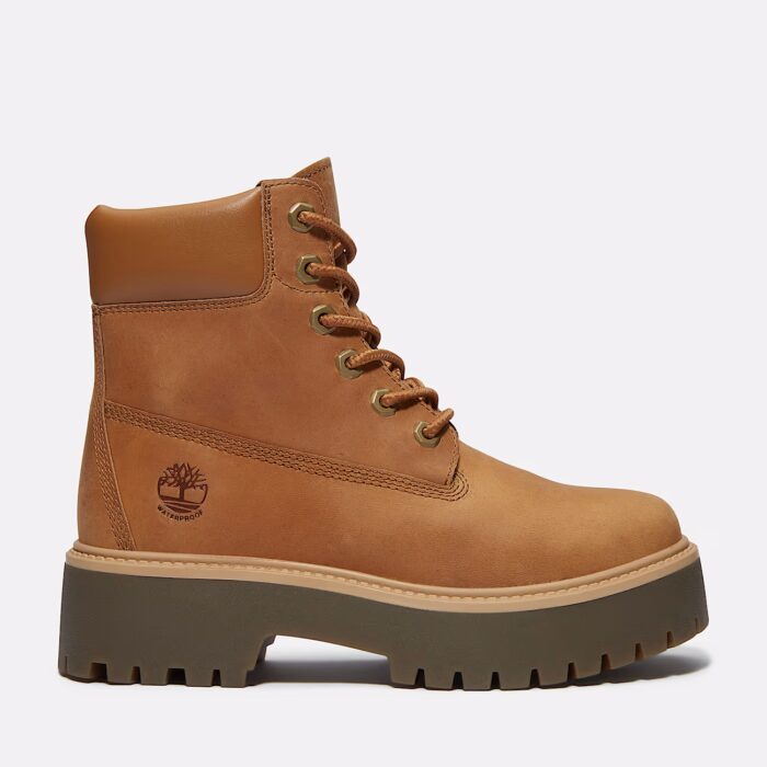 Timberland stone street 6 inch lace up waterproof boot wheat full grain