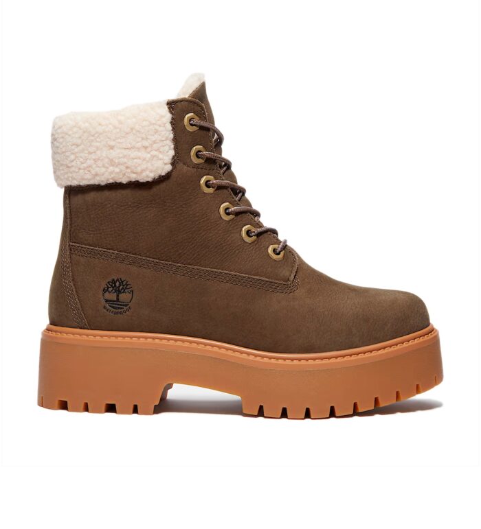 Timberland stone street mid warm lined waterproof boot dark brown full grain
